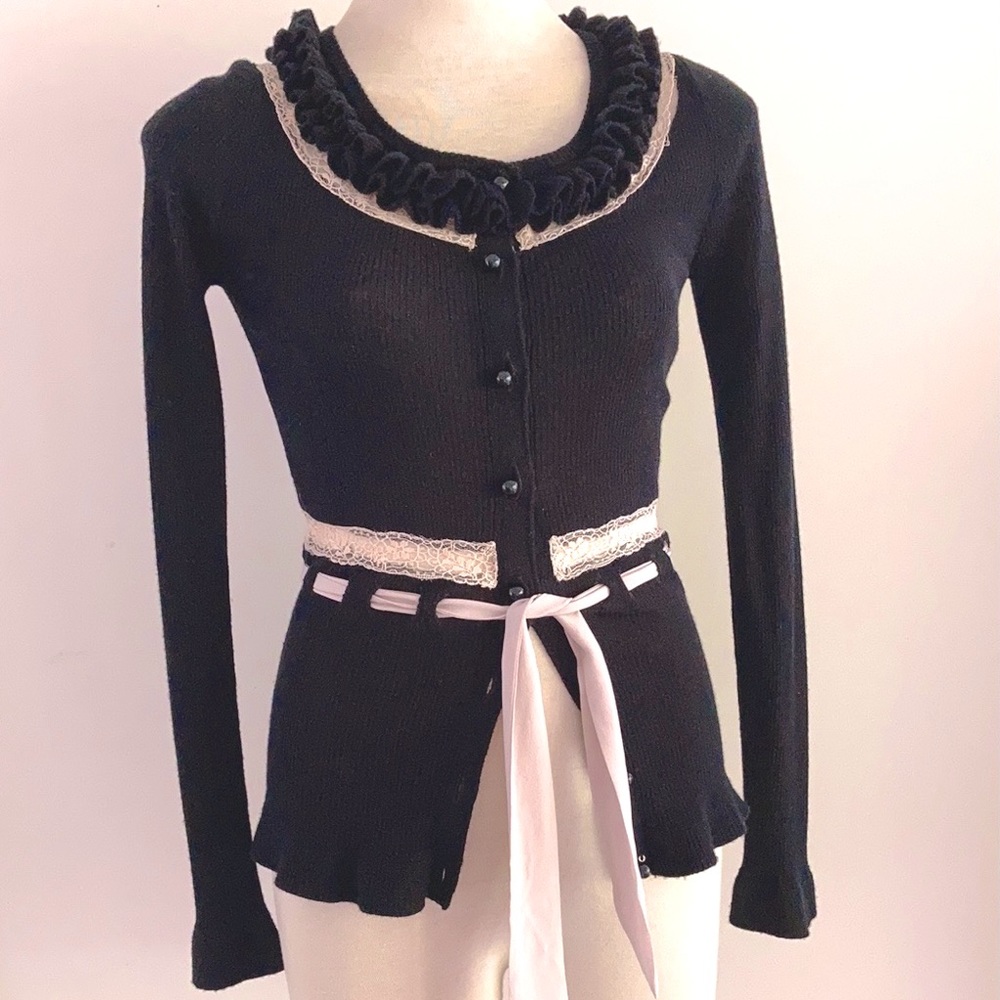 Y2k ALANNAH HILL 100% merino Cardigan with silk ties SIZE 6 - Picture 15 of 15